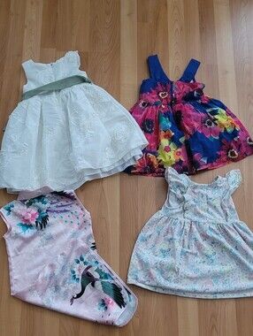 Girls Sz 4T Lot of 4 Formal Casual Dress Carter's Cotton Floral Party Kimono